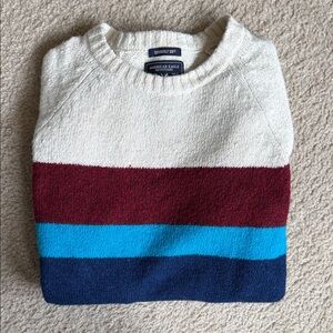 American Eagle Men's Crewneck Sweater - White, Burgundy, Blue